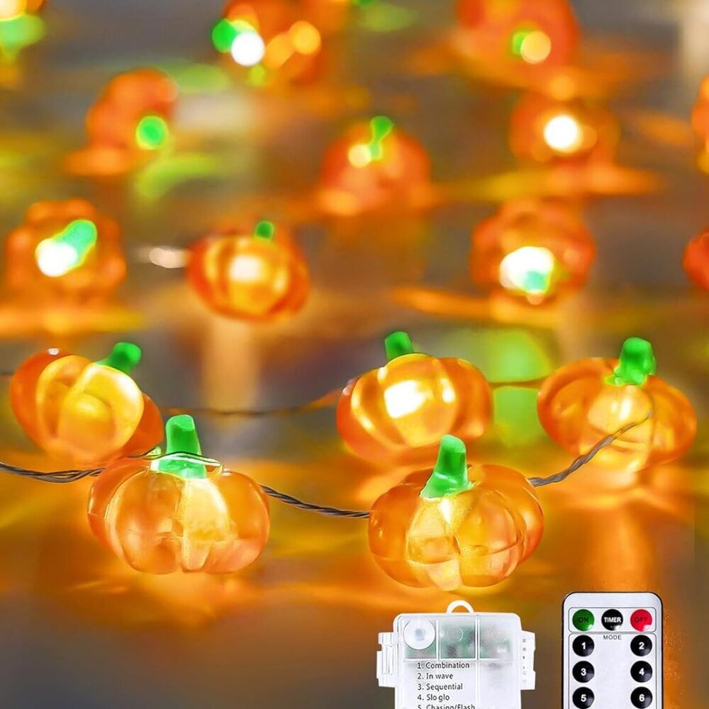Fall Decorations 3D Pumpkin Fairy Lights Battery Operated with Remote, 10FT 30 L